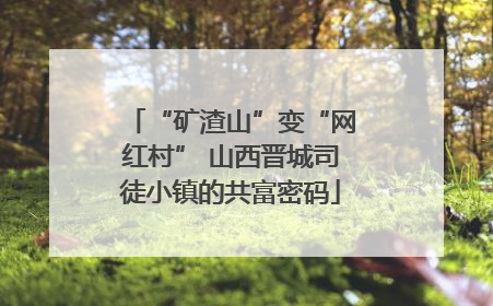 “矿渣山”变“网红村” 山西晋城司徒小镇的共富密码
