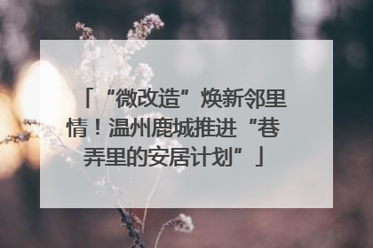 “微改造”焕新邻里情！温州鹿城推进“巷弄里的安居计划”