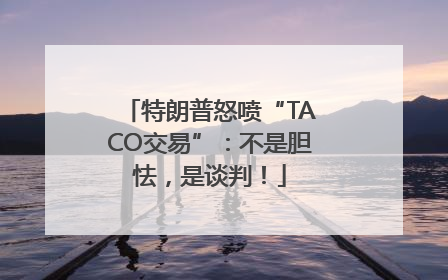 特朗普怒喷“TACO交易”：不是胆怯，是谈判！