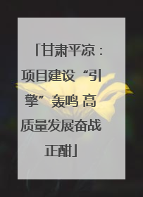 甘肃平凉：项目建设“引擎”轰鸣 高质量发展奋战正酣