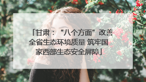 甘肃：“八个方面”改善全省生态环境质量 筑牢国家西部生态安全屏障