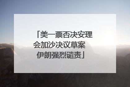 美一票否决安理会加沙决议草案 伊朗强烈谴责