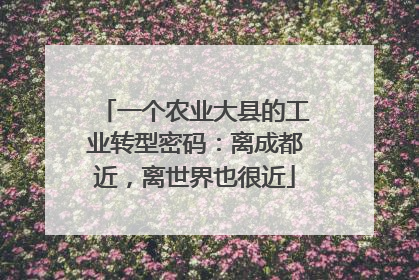 一个农业大县的工业转型密码：离成都近，离世界也很近