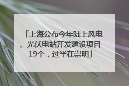 上海公布今年陆上风电、光伏电站开发建设项目19个，过半在崇明
