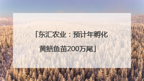 东汇农业：预计年孵化黄鳝鱼苗200万尾