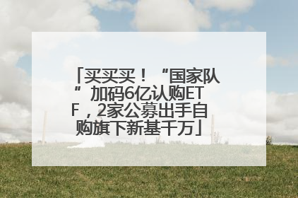 买买买！“国家队”加码6亿认购ETF，2家公募出手自购旗下新基千万