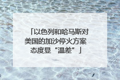 以色列和哈马斯对美国的加沙停火方案态度显“温差”