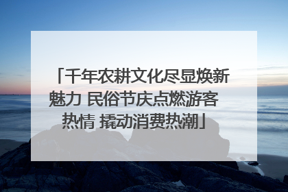 千年农耕文化尽显焕新魅力 民俗节庆点燃游客热情 撬动消费热潮
