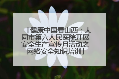健康中国看山西：大同市第六人民医院开展安全生产宣传月活动之网络安全知识培训