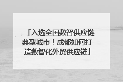 入选全国数智供应链典型城市！成都如何打造数智化外贸供应链