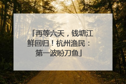 再等六天，钱塘江鲜回归！杭州渔民：第一波盼刀鱼