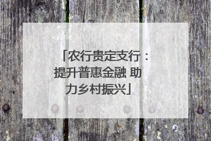 农行贵定支行：提升普惠金融 助力乡村振兴