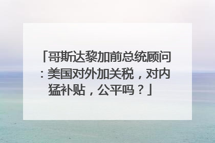 哥斯达黎加前总统顾问：美国对外加关税，对内猛补贴，公平吗？