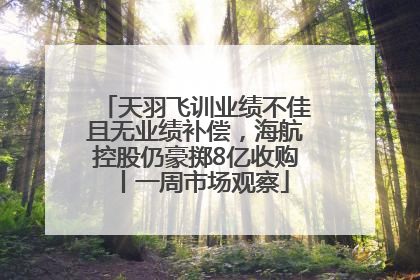 天羽飞训业绩不佳且无业绩补偿，海航控股仍豪掷8亿收购丨一周市场观察
