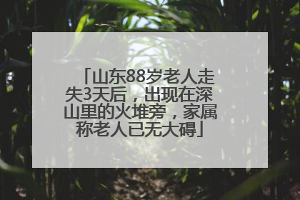 山东88岁老人走失3天后，出现在深山里的火堆旁，家属称老人已无大碍