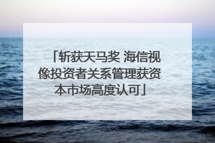 斩获天马奖 海信视像投资者关系管理获资本市场高度认可
