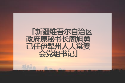 新疆维吾尔自治区政府原秘书长周旭勇已任伊犁州人大常委会党组书记