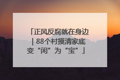 正风反腐就在身边｜88个村摸清家底变“闲”为“宝”