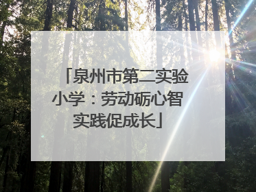泉州市第二实验小学：劳动砺心智实践促成长
