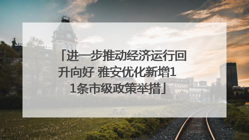进一步推动经济运行回升向好 雅安优化新增11条市级政策举措