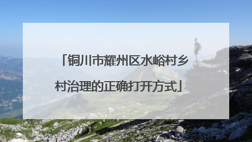 铜川市耀州区水峪村乡村治理的正确打开方式