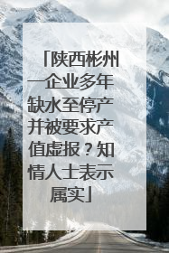陕西彬州一企业多年缺水至停产并被要求产值虚报？知情人士表示属实