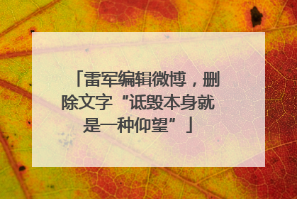 雷军编辑微博，删除文字“诋毁本身就是一种仰望”