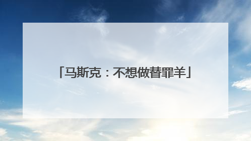 马斯克：不想做替罪羊