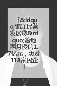 “锦江民营发展贷”落地两月授信1.7亿元，惠及118家民企