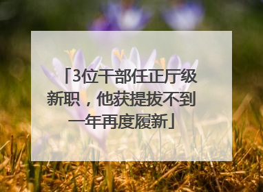 3位干部任正厅级新职，他获提拔不到一年再度履新