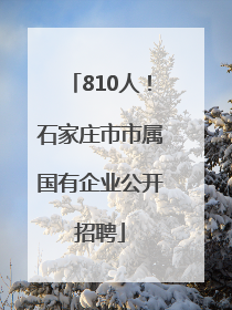 810人！石家庄市市属国有企业公开招聘